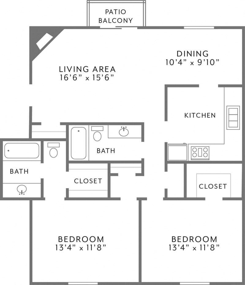 two bedroom apt floor plan